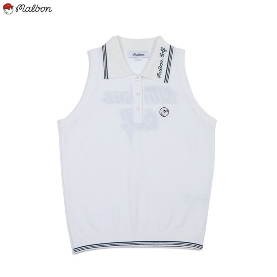 malbon 3종 여성 니트 카라 민소매 티셔츠